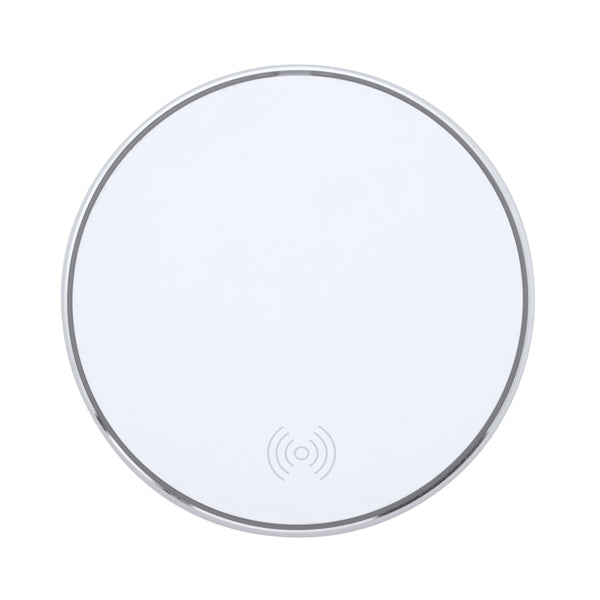 Stamina Falcon wireless charger with 10w of power in white, ready for logo printing