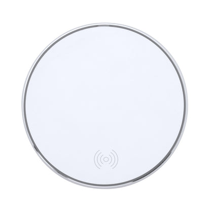 Stamina Falcon wireless charger with 10w of power in white, ready for logo printing