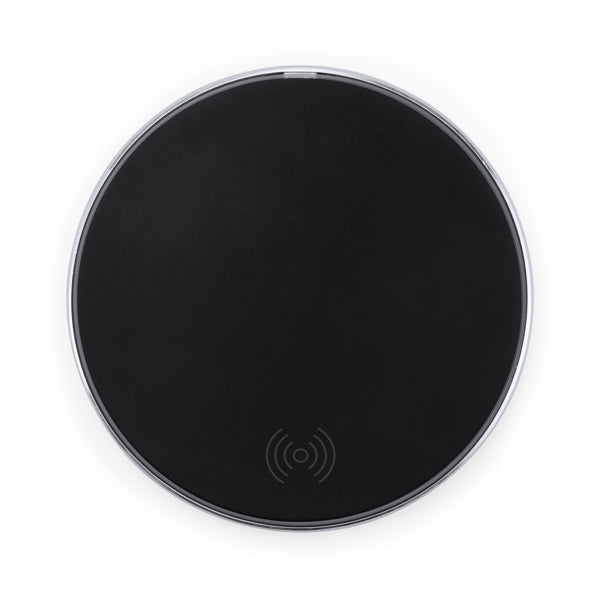 Stamina Falcon wireless charger with 10w of power in black, ready for logo printing