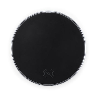 Stamina Falcon wireless charger with 10w of power in black, ready for logo printing