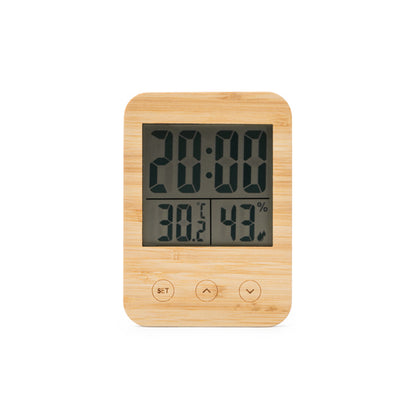 Stamina Celsius bamboo weather station in beige, ready for logo printing