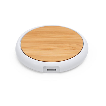 Stamina Soyuz plastic and bamboo wireless charger, ready for logo printing