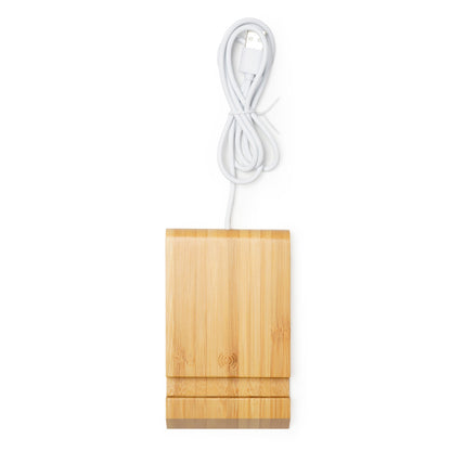 Stamina Gamma bamboo wireless charger in beige, ready for laser engraving
