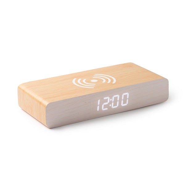 Stamina Icarus wood wireless charger in beige, ready for logo printing