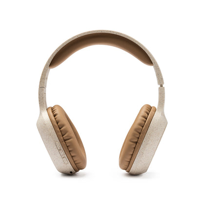 Stamina Norby wheat fibre headphones in beige, ready for logo printing