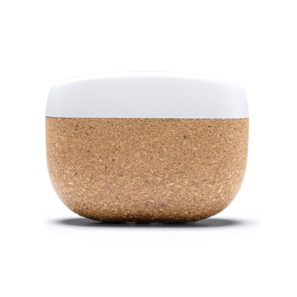 Stamina Folk recycled ABS and natural earbuds in white, ready for logo printing