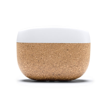 Stamina Folk recycled ABS and natural earbuds in white, ready for logo printing
