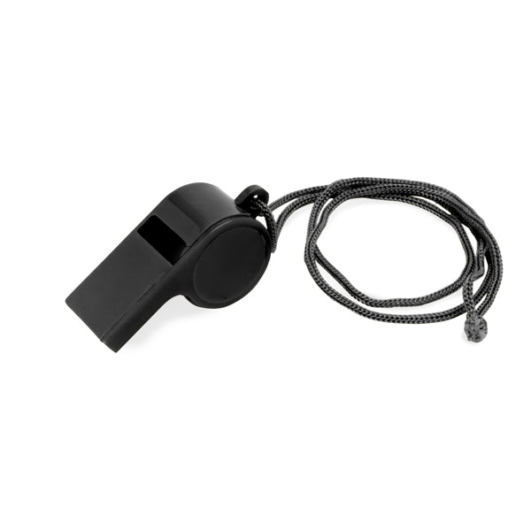 Stamina Carnival plastic whistle in black, ready for logo printing