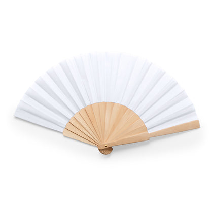 Stamina Calesa hand fan with wooden ribs in white, ready for logo printing