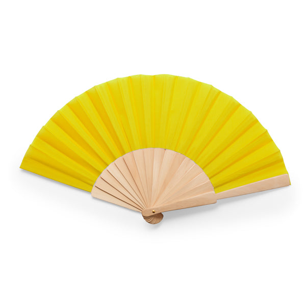 Stamina Calesa hand fan with wooden ribs in yellow, ready for logo printing