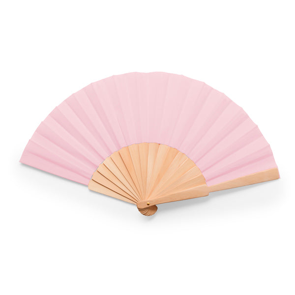 Stamina Calesa hand fan with wooden ribs in light pink, ready for logo printing