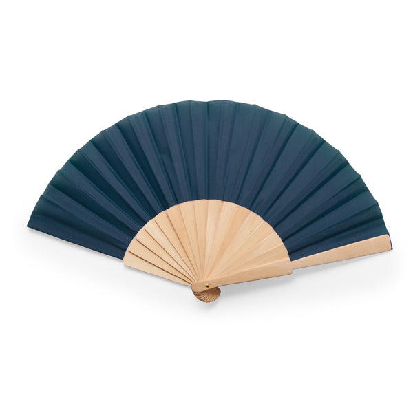 Stamina Calesa hand fan with wooden ribs in navy blue, ready for logo printing