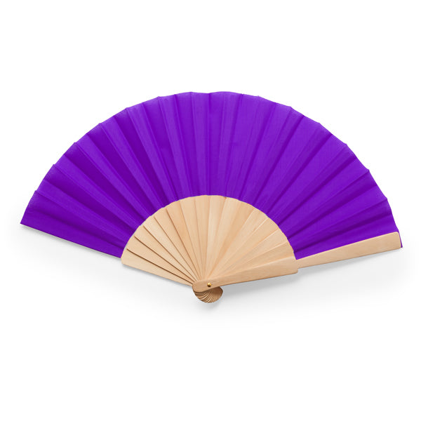 Stamina Calesa hand fan with wooden ribs in purple, ready for logo printing