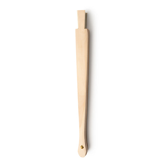Stamina Zante hand fan with wooden ribs and cotton fabric in beige, ready for logo printing