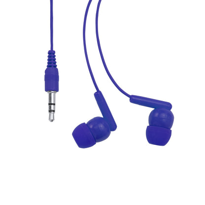 Stamina Punk a transparent PVC headset in royal blue, ready for logo printing