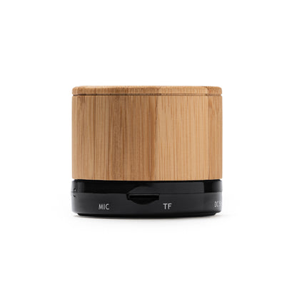 Stamina Nervo natural bamboo Bluetooth speaker in black, ready for laser engraving