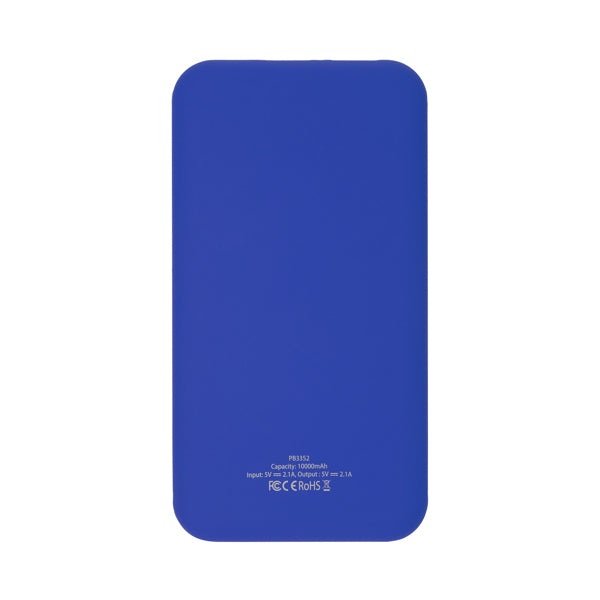 Stamina Robbie aBS power bank 10000 mAh in royal blue/white, ready for logo printing