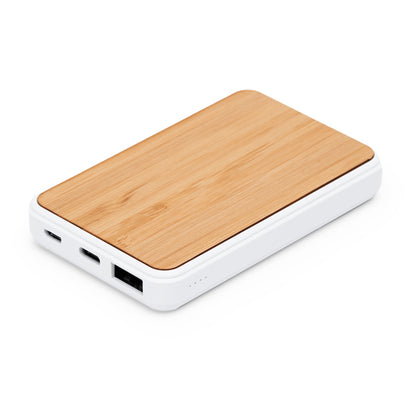 Stamina Rossum plastic and bamboo power bank 5000 mAh, ready for logo printing