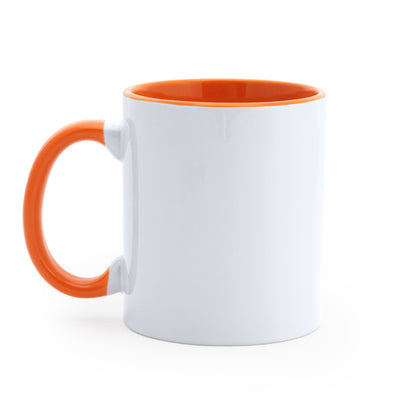 Stamina Mango special 350ml ceramic sublimation mug 350 ml in white/orange, ready for logo printing
