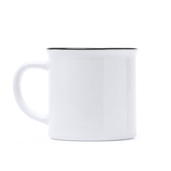 Stamina Kumbo ceramic mug 300 ml in white/black, ready for logo printing