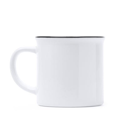 Stamina Kumbo ceramic mug 300 ml in white/black, ready for logo printing