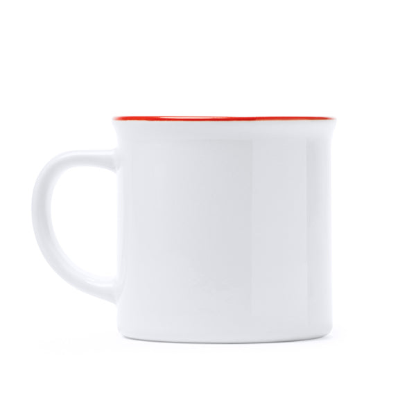 Stamina Kumbo ceramic mug 300 ml in white/red, ready for logo printing