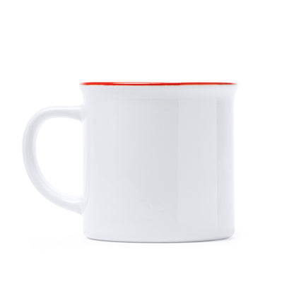 Stamina Kumbo ceramic mug 300 ml in white/red, ready for logo printing