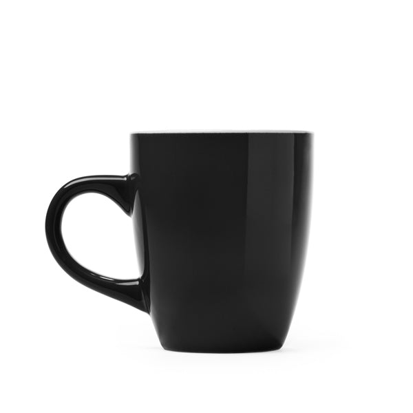 Stamina Nolo colour enamel ceramic mug 300 ml in black, ready for logo printing