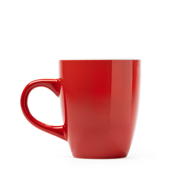 Stamina Nolo colour enamel ceramic mug 300 ml in red, ready for logo printing