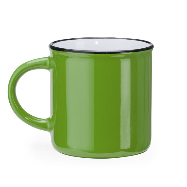 Stamina Jack retro-style ceramic mug 300 ml in oasis green/white, ready for logo printing