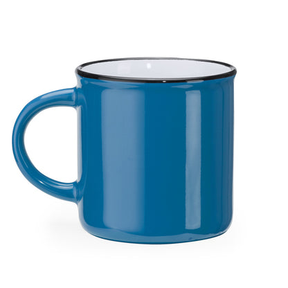 Stamina Jack retro-style ceramic mug 300 ml in light royal/white, ready for logo printing