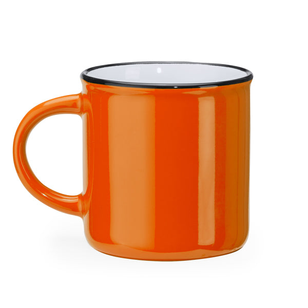 Stamina Jack retro-style ceramic mug 300 ml in orange/white, ready for logo printing