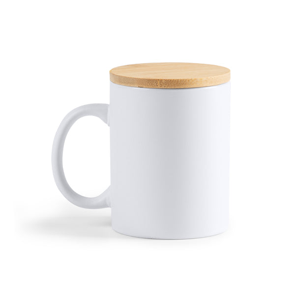 Stamina Berry ceramic and bamboo mug 370 ml, ready for laser engraving