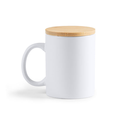 Stamina Berry ceramic and bamboo mug 370 ml, ready for laser engraving