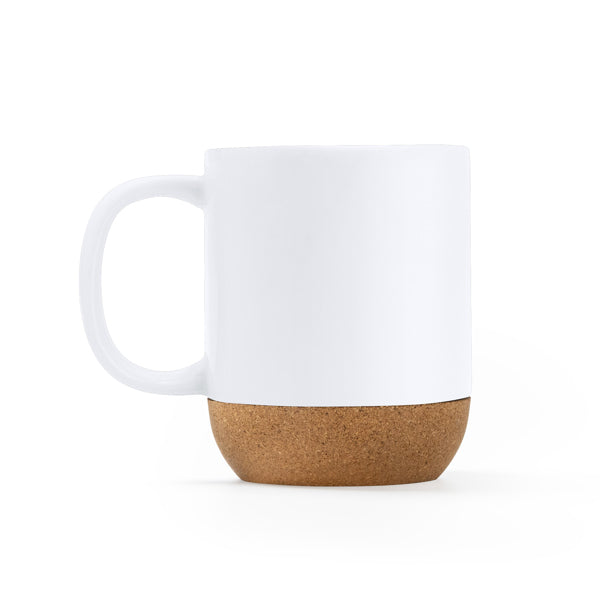 Stamina Rosella ceramic and cork mug 420 ml in white, ready for logo printing