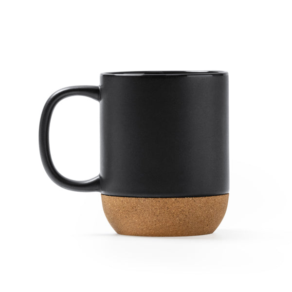 Stamina Rosella ceramic and cork mug 420 ml in black, ready for logo printing