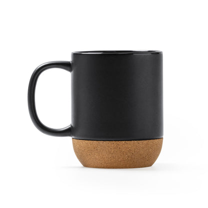 Stamina Rosella ceramic and cork mug 420 ml in black, ready for logo printing