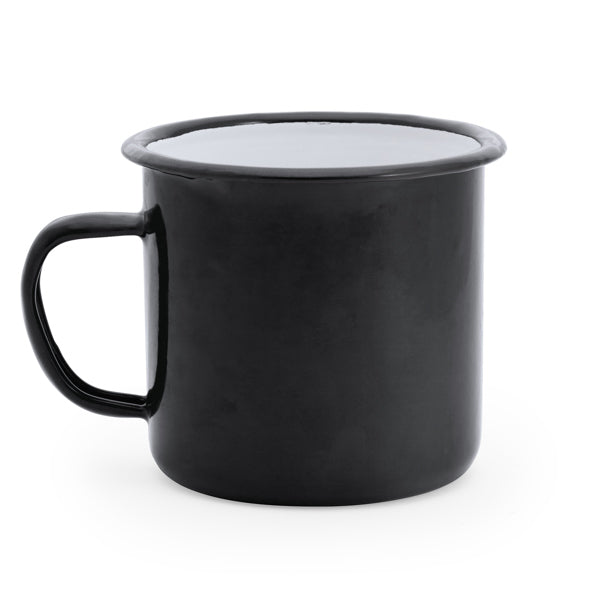 Stamina Anon metallic mug 360 ml in black/white, ready for laser engraving
