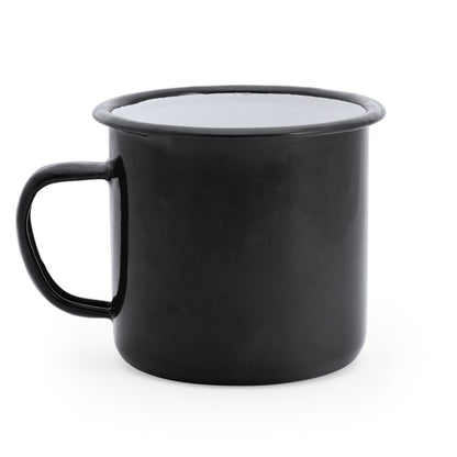 Stamina Anon metallic mug 360 ml in black/white, ready for laser engraving