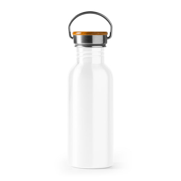 Stamina Boina stainless steel and bamboo bottle 650 ml in white, ready for laser engraving