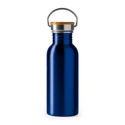 Stamina Boina stainless steel and bamboo bottle 650 ml in royal blue, ready for laser engraving