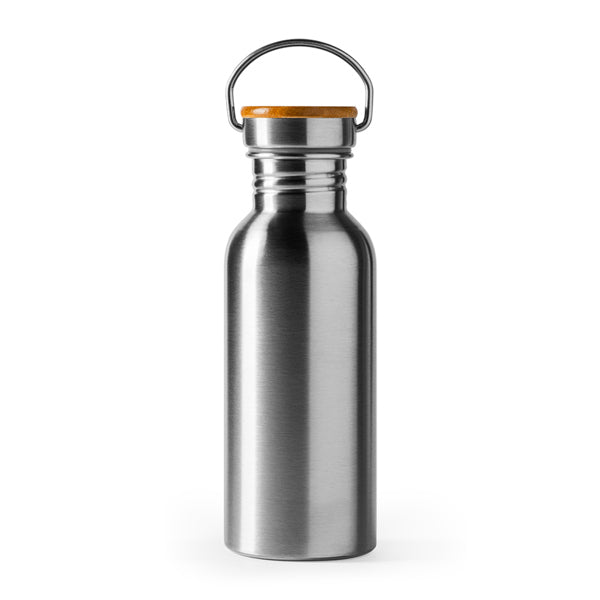 Stamina Boina stainless steel and bamboo bottle 650 ml in silver, ready for laser engraving