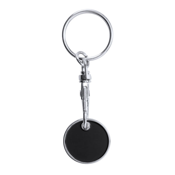 Stamina Tonic metal and enamel keyring in black, ready for logo printing