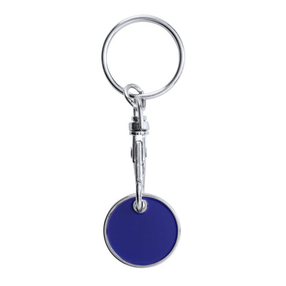 Stamina Tonic metal and enamel keyring in royal blue, ready for logo printing