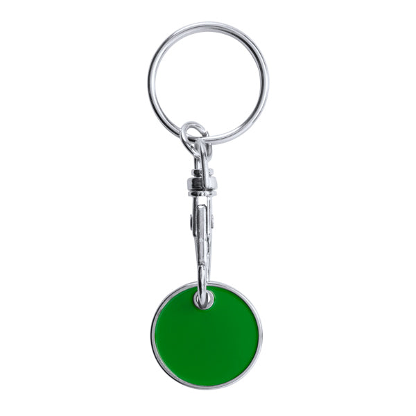 Stamina Tonic metal and enamel keyring in fern green, ready for logo printing