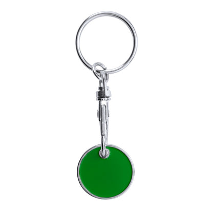 Stamina Tonic metal and enamel keyring in fern green, ready for logo printing