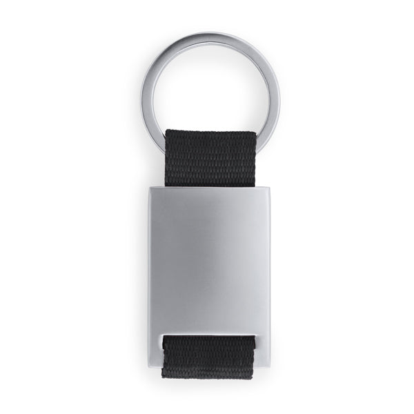 Stamina Mineral metal and polyester keyring in black, ready for logo printing