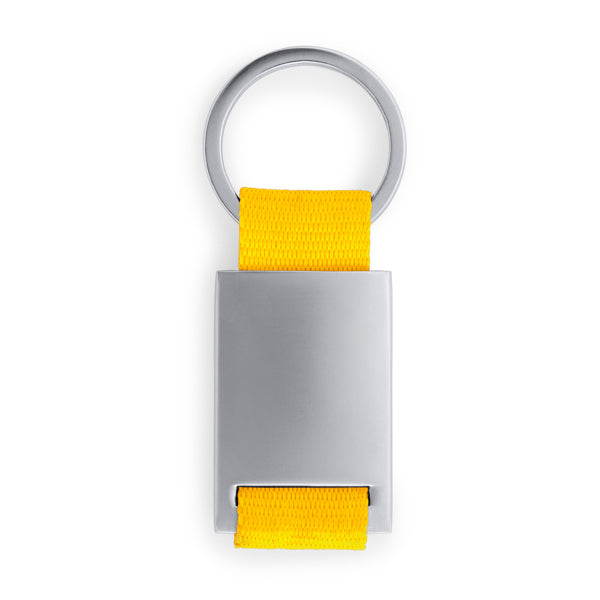 Stamina Mineral metal and polyester keyring in yellow, ready for logo printing