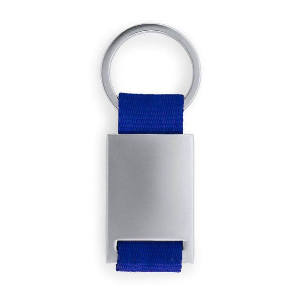 Stamina Mineral metal and polyester keyring in royal blue, ready for logo printing