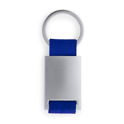 Stamina Mineral metal and polyester keyring in royal blue, ready for logo printing